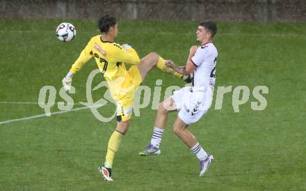 Fussball 2. Liga. SK Austria Klagenfurt gegen Admira Wacker.  Alexander Turkin (Klagenfurt),  Filip Ristanic (Admira). Klagenfurt, 29.8.2025.
Foto: Kuess
www.qspictures.net
---
pressefotos, pressefotografie, kuess, qs, qspictures, sport, bild, bilder, bilddatenbank