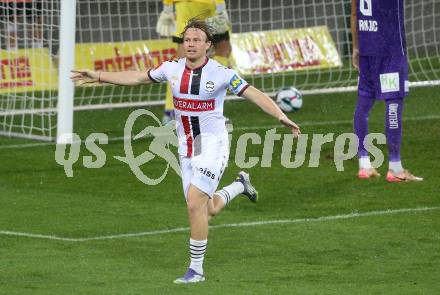 Fussball 2. Liga. SK Austria Klagenfurt gegen Admira Wacker.   Torjubel Sky Schwarz   (Admira). Klagenfurt, 29.8.2025.
Foto: Kuess
www.qspictures.net
---
pressefotos, pressefotografie, kuess, qs, qspictures, sport, bild, bilder, bilddatenbank