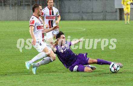 Fussball 2. Liga. SK Austria Klagenfurt gegen Admira Wacker. Elias Jandrisevits  (Klagenfurt), Turgay Gemicibasi   (Admira). Klagenfurt, 29.8.2025.
Foto: Kuess
www.qspictures.net
---
pressefotos, pressefotografie, kuess, qs, qspictures, sport, bild, bilder, bilddatenbank