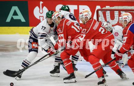 Eishockey Champions Hockey League. CHL. KAC gegen Eisbaeren Berlin.  Simeon Schwinger, Thomas Hundertpfund (KAC),  Eric Hoerdler  (Berlin). Klagenfurt, am 30.8.2025.
Foto: Kuess
www.qspictures.net
---
pressefotos, pressefotografie, kuess, qs, qspictures, sport, bild, bilder, bilddatenbank