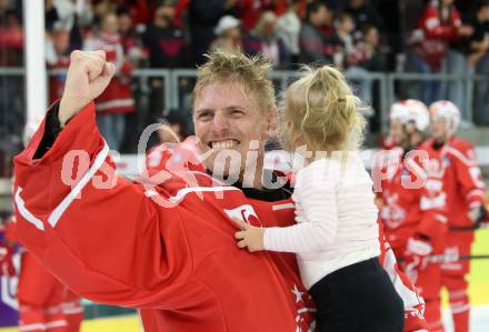 Eishockey Champions Hockey League. CHL. KAC gegen Eisbaeren Berlin.  Jubel Sebastian Dahm (KAC). Klagenfurt, am 30.8.2025.
Foto: Kuess
www.qspictures.net
---
pressefotos, pressefotografie, kuess, qs, qspictures, sport, bild, bilder, bilddatenbank