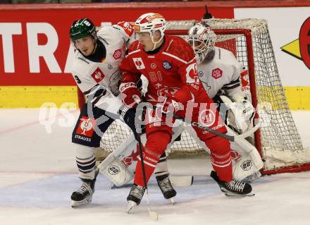 Eishockey Champions Hockey League. CHL. KAC gegen Eisbaeren Berlin. Finn Van Ee  (KAC),  Ty Ranning  (Berlin). Klagenfurt, am 30.8.2025.
Foto: Kuess
www.qspictures.net
---
pressefotos, pressefotografie, kuess, qs, qspictures, sport, bild, bilder, bilddatenbank