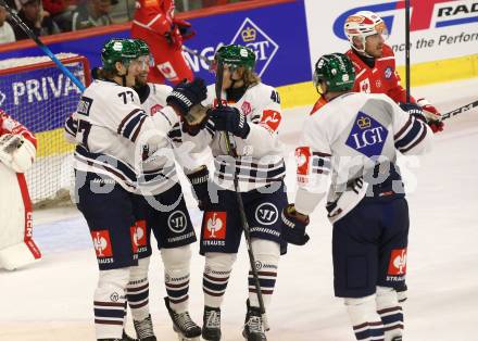Eishockey Champions Hockey League. CHL. KAC gegen Eisbaeren Berlin.  Torjubel (Berlin). Klagenfurt, am 30.8.2025.
Foto: Kuess
www.qspictures.net
---
pressefotos, pressefotografie, kuess, qs, qspictures, sport, bild, bilder, bilddatenbank