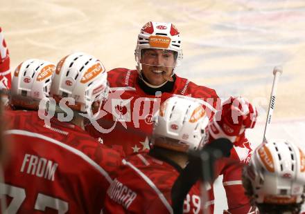 Eishockey Champions Hockey League. CHL. KAC gegen Eisbaeren Berlin. Torjubel Nicholas Petersen  (KAC). Klagenfurt, am 30.8.2025.
Foto: Kuess
www.qspictures.net
---
pressefotos, pressefotografie, kuess, qs, qspictures, sport, bild, bilder, bilddatenbank