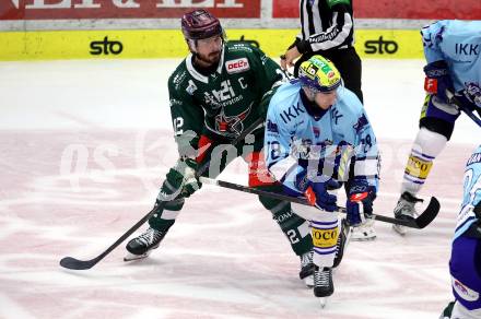 Eishockey Bundesliga. Testspiel. VSV gegen Rosenheim. Felix Maxa (VSV), C. J. Stretch  (Rosenheim). Villach, am 6.9..2025.
Foto: Kuess
www.qspictures.net
---
pressefotos, pressefotografie, kuess, qs, qspictures, sport, bild, bilder, bilddatenbank