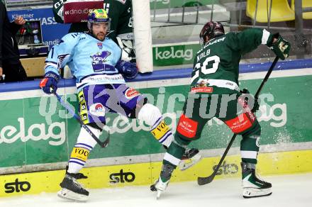 Eishockey Bundesliga. Testspiel. VSV gegen Rosenheim. Steven Strong   (VSV),  Dominik Kolb  (Rosenheim). Villach, am 6.9..2025.
Foto: Kuess
www.qspictures.net
---
pressefotos, pressefotografie, kuess, qs, qspictures, sport, bild, bilder, bilddatenbank