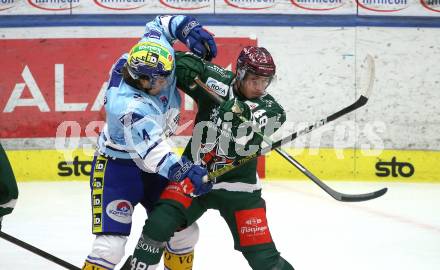 Eishockey Bundesliga. Testspiel. VSV gegen Rosenheim. Johannes Tschurnig (VSV), Maximilian Adam   (Rosenheim). Villach, am 6.9..2025.
Foto: Kuess
www.qspictures.net
---
pressefotos, pressefotografie, kuess, qs, qspictures, sport, bild, bilder, bilddatenbank