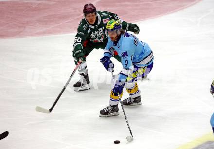 Eishockey Bundesliga. Testspiel. VSV gegen Rosenheim. Alexander Rauchenwald  (VSV), Shane Hanna    (Rosenheim). Villach, am 6.9..2025.
Foto: Kuess
www.qspictures.net
---
pressefotos, pressefotografie, kuess, qs, qspictures, sport, bild, bilder, bilddatenbank