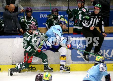 Eishockey Bundesliga. Testspiel. VSV gegen Rosenheim. Maximilian Rebernig  (VSV),  Jordan Taupert  (Rosenheim). Villach, am 6.9..2025.
Foto: Kuess
www.qspictures.net
---
pressefotos, pressefotografie, kuess, qs, qspictures, sport, bild, bilder, bilddatenbank