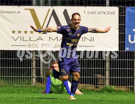 Fussball Regionalliga. Velden gegen Treibach. Torjubel Tom Zurga  (Velden),   Velden, am 12.9.2025.
Foto: Kuess
www.qspictures.net
---
pressefotos, pressefotografie, kuess, qs, qspictures, sport, bild, bilder, bilddatenbank