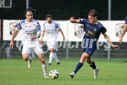Fussball Regionalliga. Velden gegen Treibach. Ralph Scheer  (Velden),  Marco Pirker  (Treibach). Velden, am 12.9.2025.
Foto: Kuess
www.qspictures.net
---
pressefotos, pressefotografie, kuess, qs, qspictures, sport, bild, bilder, bilddatenbank