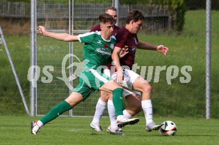 Fussball 1. Klasse Mitte. Bad Kleinkirchheim gegen Rosegg.  Felix Trattler  (Bad Kleinkirchheim), Besnik Hoxha   (Rosegg). Bad Kleinkirchheim, am 13.9.2025.
Foto: Kuess
www.qspictures.net
---
pressefotos, pressefotografie, kuess, qs, qspictures, sport, bild, bilder, bilddatenbank