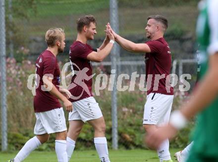 Fussball 1. Klasse Mitte. Bad Kleinkirchheim gegen Rosegg.  Torjubel Mario Trattler  (Bad Kleinkirchheim). Bad Kleinkirchheim, am 13.9.2025.
Foto: Kuess
www.qspictures.net
---
pressefotos, pressefotografie, kuess, qs, qspictures, sport, bild, bilder, bilddatenbank