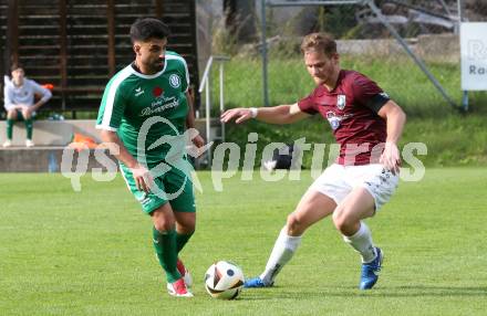 Fussball 1. Klasse Mitte. Bad Kleinkirchheim gegen Rosegg.  Mario Trattler  (Bad Kleinkirchheim), Hayri Mahmut Signak   (Rosegg). Bad Kleinkirchheim, am 13.9.2025.
Foto: Kuess
www.qspictures.net
---
pressefotos, pressefotografie, kuess, qs, qspictures, sport, bild, bilder, bilddatenbank