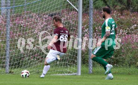 Fussball 1. Klasse Mitte. Bad Kleinkirchheim gegen Rosegg. Mario Trattler  (Bad Kleinkirchheim),  Admir Dzombic  (Rosegg). Bad Kleinkirchheim, am 13.9.2025.
Foto: Kuess
www.qspictures.net
---
pressefotos, pressefotografie, kuess, qs, qspictures, sport, bild, bilder, bilddatenbank