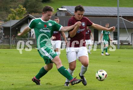 Fussball 1. Klasse Mitte. Bad Kleinkirchheim gegen Rosegg. Daniel Aufegger   (Bad Kleinkirchheim),  Thomas Raunegger  (Rosegg). Bad Kleinkirchheim, am 13.9.2025.
Foto: Kuess
www.qspictures.net
---
pressefotos, pressefotografie, kuess, qs, qspictures, sport, bild, bilder, bilddatenbank