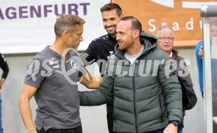 Fussball 2. Liga. SK Austria Klagenfurt gegen FC Hertha Wels.. Trainer Rolf Landerl  (Klagenfurt), Trainer Christian Heinle   (Wels).  Klagenfurt, 26.9.2025.
Foto: Kuess
www.qspictures.net
---
pressefotos, pressefotografie, kuess, qs, qspictures, sport, bild, bilder, bilddatenbank
