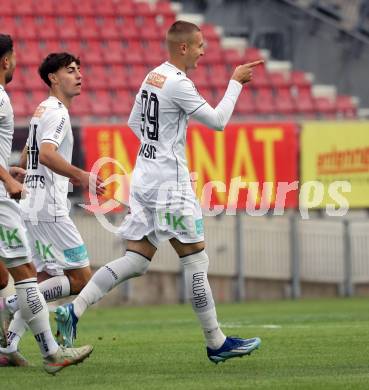 Fussball 2. Liga. SK Austria Klagenfurt gegen FC Hertha Wels..  Torjubel Bartol Barisic (Klagenfurt),  Klagenfurt, 26.9.2025.
Foto: Kuess
www.qspictures.net
---
pressefotos, pressefotografie, kuess, qs, qspictures, sport, bild, bilder, bilddatenbank