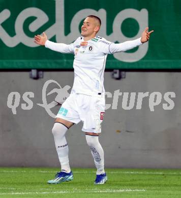 Fussball 2. Liga. SK Austria Klagenfurt gegen FC Hertha Wels..  Torjubel Bartol Barisic (Klagenfurt),  Klagenfurt, 26.9.2025.
Foto: Kuess
www.qspictures.net
---
pressefotos, pressefotografie, kuess, qs, qspictures, sport, bild, bilder, bilddatenbank