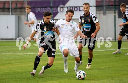 Fussball 2. Liga. SK Austria Klagenfurt gegen FC Hertha Wels.. Michael Lang  (Klagenfurt),  Albin Gashi  (Wels).  Klagenfurt, 26.9.2025.
Foto: Kuess
www.qspictures.net
---
pressefotos, pressefotografie, kuess, qs, qspictures, sport, bild, bilder, bilddatenbank