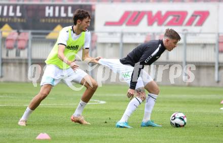 Fussball 2. Liga. SK Austria Klagenfurt gegen FC Hertha Wels.. Marcel Krnjic, Nik Marinsek  (Klagenfurt).  Klagenfurt, 26.9.2025.
Foto: Kuess
www.qspictures.net
---
pressefotos, pressefotografie, kuess, qs, qspictures, sport, bild, bilder, bilddatenbank
