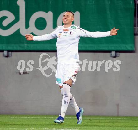 Fussball 2. Liga. SK Austria Klagenfurt gegen FC Hertha Wels..  Torjubel Bartol Barisic (Klagenfurt),  Klagenfurt, 26.9.2025.
Foto: Kuess
www.qspictures.net
---
pressefotos, pressefotografie, kuess, qs, qspictures, sport, bild, bilder, bilddatenbank
