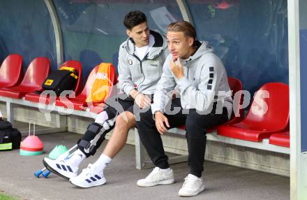 Fussball 2. Liga. SK Austria Klagenfurt gegen FC Hertha Wels.. Alexander Ranacher, Sebastian Pschernig  (Klagenfurt).  Klagenfurt, 26.9.2025.
Foto: Kuess
www.qspictures.net
---
pressefotos, pressefotografie, kuess, qs, qspictures, sport, bild, bilder, bilddatenbank