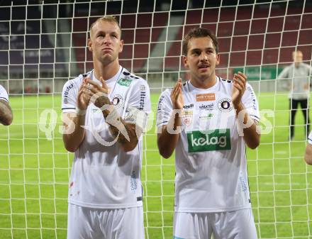 Fussball 2. Liga. SK Austria Klagenfurt gegen FC Hertha Wels. Florian Jaritz, Leo Vielgut  (Klagenfurt).  Klagenfurt, 26.9.2025.
Foto: Kuess
www.qspictures.net
---
pressefotos, pressefotografie, kuess, qs, qspictures, sport, bild, bilder, bilddatenbank