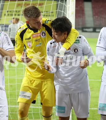 Fussball 2. Liga. SK Austria Klagenfurt gegen FC Hertha Wels. Adnan Kanuric, Rei Okada (Klagenfurt).  Klagenfurt, 26.9.2025.
Foto: Kuess
www.qspictures.net
---
pressefotos, pressefotografie, kuess, qs, qspictures, sport, bild, bilder, bilddatenbank