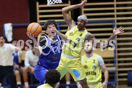 Basketball 2. Liga 2025/2026. Grunddurchgang 1. Runde.  Woerthersee Piraten gegen Kufstein Towers.  Shawn L. Ray  (Piraten),  Daniele Kuchar (Kufstein). Klagenfurt, am 4.10.2025.
Foto: Kuess
---
pressefotos, pressefotografie, kuess, qs, qspictures, sport, bild, bilder, bilddatenbank