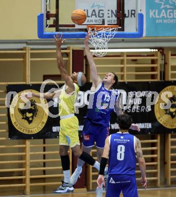 Basketball 2. Liga 2025/2026. Grunddurchgang 1. Runde.  Woerthersee Piraten gegen Kufstein Towers. Shawn L. Ray   (Piraten),  Fabio Thaler (Kufstein). Klagenfurt, am 4.10.2025.
Foto: Kuess
---
pressefotos, pressefotografie, kuess, qs, qspictures, sport, bild, bilder, bilddatenbank