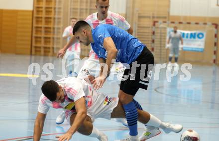 Futsal. Oesterreichische Futsal Liga. 1. OEFB Futsal Liga. . Carinthia Flamengo Futsal Club gegen FC Diamant Linz.  Jernej Kunc (Carinthia Flamengo Futsal Club), Davor Grgic  (Linz).  Klagenfurt, 5.10..2025.
Foto: Kuess
www.qspictures.net
---
pressefotos, pressefotografie, kuess, qs, qspictures, sport, bild, bilder, bilddatenbank