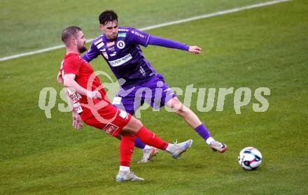 Fussball 2. Liga. SK Austria Klagenfurt gegen St. Poelten.  Almir Oda (Klagenfurt), Marc Stendera   (St.Poelten).  Klagenfurt, 5.10..2025.
Foto: Kuess
www.qspictures.net
---
pressefotos, pressefotografie, kuess, qs, qspictures, sport, bild, bilder, bilddatenbank