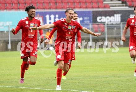 Fussball 2. Liga. SK Austria Klagenfurt gegen St. Poelten. Torjubel Timo Altersberger (St.Poelten).  Klagenfurt, 5.10..2025.
Foto: Kuess
www.qspictures.net
---
pressefotos, pressefotografie, kuess, qs, qspictures, sport, bild, bilder, bilddatenbank