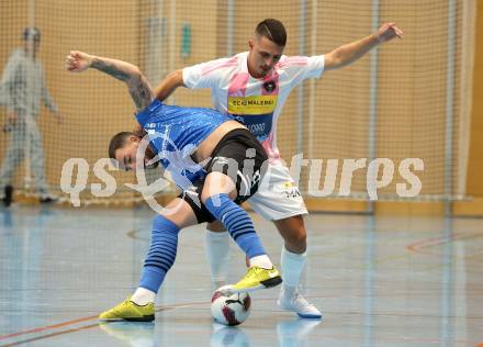 Futsal. Oesterreichische Futsal Liga. 1. OEFB Futsal Liga. . Carinthia Flamengo Futsal Club gegen FC Diamant Linz. Amir Beganovic  (Carinthia Flamengo Futsal Club), Csaba Nyeste (Linz).  Klagenfurt, 5.10..2025.
Foto: Kuess
www.qspictures.net
---
pressefotos, pressefotografie, kuess, qs, qspictures, sport, bild, bilder, bilddatenbank