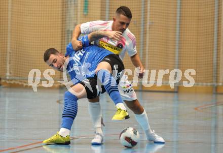 Futsal. Oesterreichische Futsal Liga. 1. OEFB Futsal Liga. . Carinthia Flamengo Futsal Club gegen FC Diamant Linz.  Amir Beganovic  (Carinthia Flamengo Futsal Club), Csaba Nyeste  (Linz).  Klagenfurt, 5.10..2025.
Foto: Kuess
www.qspictures.net
---
pressefotos, pressefotografie, kuess, qs, qspictures, sport, bild, bilder, bilddatenbank