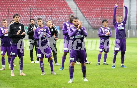 Fussball 2. Liga. SK Austria Klagenfurt gegen St. Poelten. Marcel Krnjjic, Dino Delic, Marco Gantschnig, Bartol Barisic   (Klagenfurt).  Klagenfurt, 5.10..2025.
Foto: Kuess
www.qspictures.net
---
pressefotos, pressefotografie, kuess, qs, qspictures, sport, bild, bilder, bilddatenbank