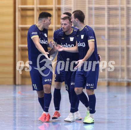 Futsal. Oesterreichische Futsal Liga. 1. OEFB Futsal Liga. . Futsal versli.at Klagenfurt  gegen LPSV Kaernten . Torjubel Saso KOvacevic, Denis Totoskovic, Marko Sarkovic   (Futsal versli.at Klagenfurt).  Klagenfurt, 12.10..2025.
Foto: Kuess
www.qspictures.net
---
pressefotos, pressefotografie, kuess, qs, qspictures, sport, bild, bilder, bilddatenbank