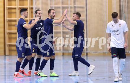 Futsal. Oesterreichische Futsal Liga. 1. OEFB Futsal Liga. . Futsal versli.at Klagenfurt  gegen LPSV Kaernten .  Torjubel  Saso Kovacevic, Nikola Jandric, Marko Sarkovic, Denis Totoskovic  (Futsal versli.at Klagenfurt).  Klagenfurt, 12.10..2025.
Foto: Kuess
www.qspictures.net
---
pressefotos, pressefotografie, kuess, qs, qspictures, sport, bild, bilder, bilddatenbank
