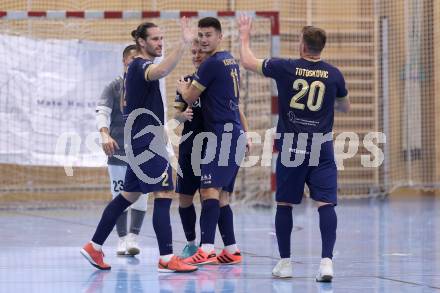 Futsal. Oesterreichische Futsal Liga. 1. OEFB Futsal Liga. . Futsal versli.at Klagenfurt  gegen LPSV Kaernten . Torjubel Nikola Jandric, Saso Kovacevic, Denis Totoskovic   (Futsal versli.at Klagenfurt).  Klagenfurt, 12.10..2025.
Foto: Kuess
www.qspictures.net
---
pressefotos, pressefotografie, kuess, qs, qspictures, sport, bild, bilder, bilddatenbank