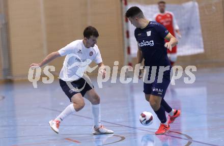 Futsal. Oesterreichische Futsal Liga. 1. OEFB Futsal Liga. . Futsal versli.at Klagenfurt  gegen LPSV Kaernten .  Saso Kovacevic (Futsal versli.at Klagenfurt), Enis Musanovic    (LPSV-Kaernten).  Klagenfurt, 12.10..2025.
Foto: Kuess
www.qspictures.net
---
pressefotos, pressefotografie, kuess, qs, qspictures, sport, bild, bilder, bilddatenbank