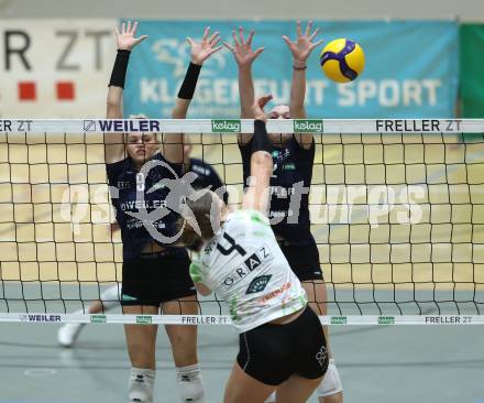 Volleyball Bundesliga. WVL. Women Volleyball League.  ATSC Wildcats gegen  Graz. Lana Husanovic, Lotta Lippitsch (Wildcats). Klagenfurt, am 11.10.2025.
Foto: Kuess
www.qspictures.net
---
pressefotos, pressefotografie, kuess, qs, qspictures, sport, bild, bilder, bilddatenbank