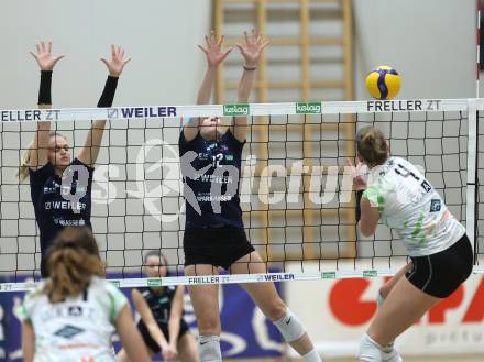 Volleyball Bundesliga. WVL. Women Volleyball League.  ATSC Wildcats gegen  Graz. Lana Husanovic, Lotta Lippitsch (Wildcats). Klagenfurt, am 11.10.2025.
Foto: Kuess
www.qspictures.net
---
pressefotos, pressefotografie, kuess, qs, qspictures, sport, bild, bilder, bilddatenbank