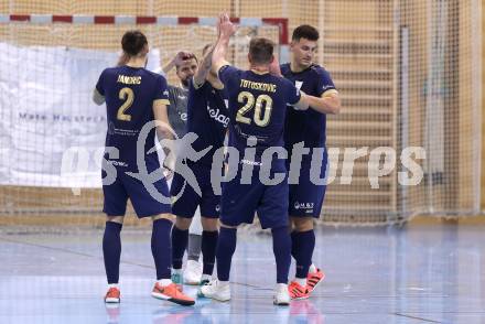 Futsal. Oesterreichische Futsal Liga. 1. OEFB Futsal Liga. . Futsal versli.at Klagenfurt  gegen LPSV Kaernten .  Torjubel  (Futsal versli.at Klagenfurt).  Klagenfurt, 12.10..2025.
Foto: Kuess
www.qspictures.net
---
pressefotos, pressefotografie, kuess, qs, qspictures, sport, bild, bilder, bilddatenbank