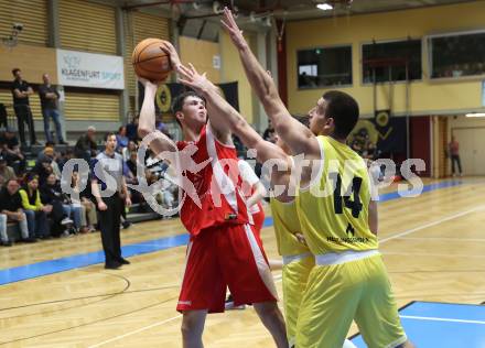 Basketball 2. Liga 2025/2026. Grunddurchgang 3. Runde.  Woerthersee Piraten gegen Upper Austrian Ballers.  Elias Podany, David Jelkic  (Piraten),  Luis Streiberger  (Upper Austrian Ballers). Klagenfurt, am 18.10.2025.
Foto: Kuess
---
pressefotos, pressefotografie, kuess, qs, qspictures, sport, bild, bilder, bilddatenbank