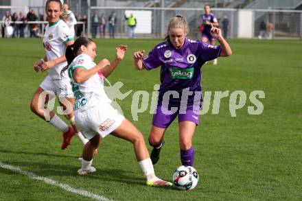 Fussball. Frauen.  2. Bundesliga. SK Austria Klagenfurt gegen Rapid Wien. Ashley Stewart  (Klagenfurt),  Ilvy Taucher (Rapid Wien).  Klagenfurt, 19.10.2025.
Foto: Kuess
www.qspictures.net
---
pressefotos, pressefotografie, kuess, qs, qspictures, sport, bild, bilder, bilddatenbank