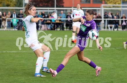 Fussball. Frauen.  2. Bundesliga. SK Austria Klagenfurt gegen Rapid Wien. Natalie Schranzer  (Klagenfurt),   Sandrina Haupt (Rapid Wien).  Klagenfurt, 19.10.2025.
Foto: Kuess
www.qspictures.net
---
pressefotos, pressefotografie, kuess, qs, qspictures, sport, bild, bilder, bilddatenbank