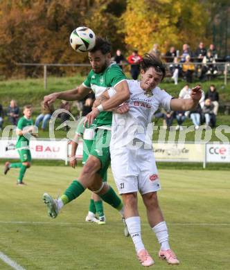 Fussball. Kaerntner Liga. Koettmannsdorf gegen Donau. Marco Modritsch  (Koettmannsdorf),  Melvin Osmic  (Donau).  Koettmannsdorf, 19.10.2025.
Foto: Kuess
www.qspictures.net
---
pressefotos, pressefotografie, kuess, qs, qspictures, sport, bild, bilder, bilddatenbank
