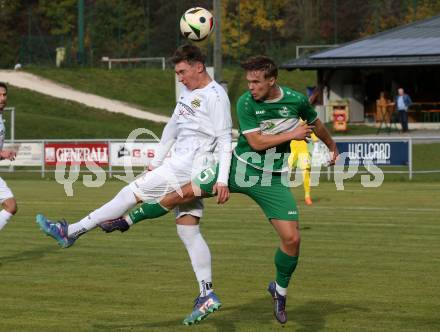 Fussball. Kaerntner Liga. Koettmannsdorf gegen Donau. Sebastian Salbrechter (Koettmannsdorf),  Marko Kravos  (Donau).  Koettmannsdorf, 19.10.2025.
Foto: Kuess
www.qspictures.net
---
pressefotos, pressefotografie, kuess, qs, qspictures, sport, bild, bilder, bilddatenbank