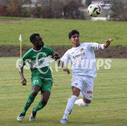 Fussball. Kaerntner Liga. Koettmannsdorf gegen Donau. Amir Mohammadi (Koettmannsdorf),  Boyo Jarjue Sturm  (Donau).  Koettmannsdorf, 19.10.2025.
Foto: Kuess
www.qspictures.net
---
pressefotos, pressefotografie, kuess, qs, qspictures, sport, bild, bilder, bilddatenbank